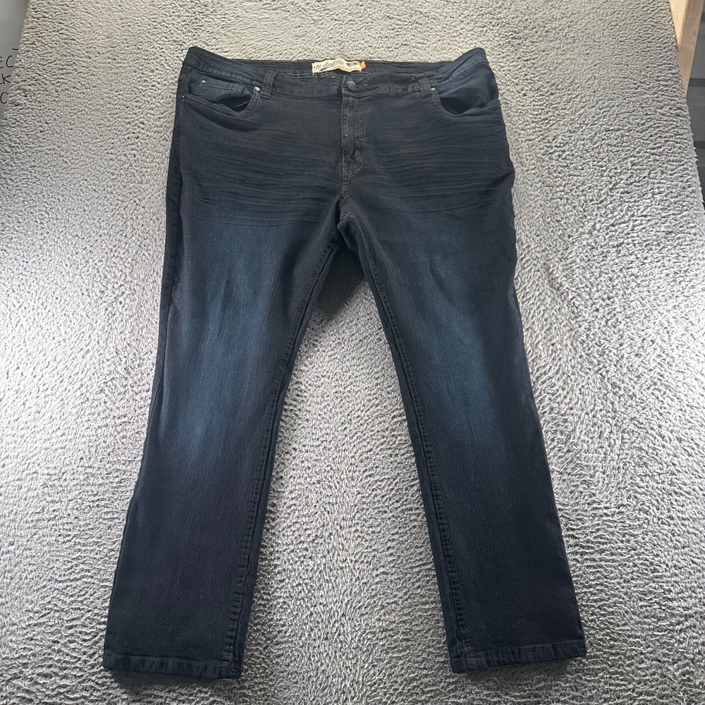 Huntington‎ Jeans Mens 44x32 Blue Cotton Denim Straight Stretch Workwear Faded